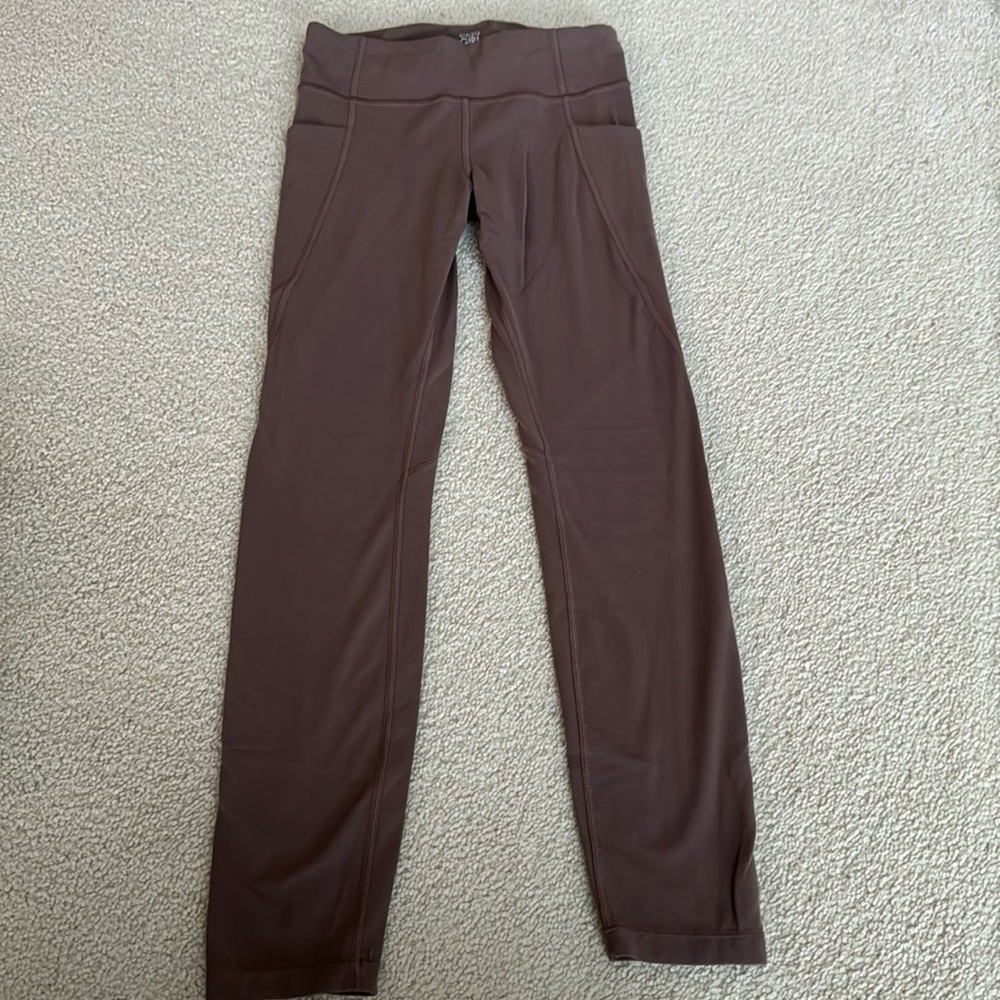 athleta girl leggings with pockets (size 12, brown/mauve)